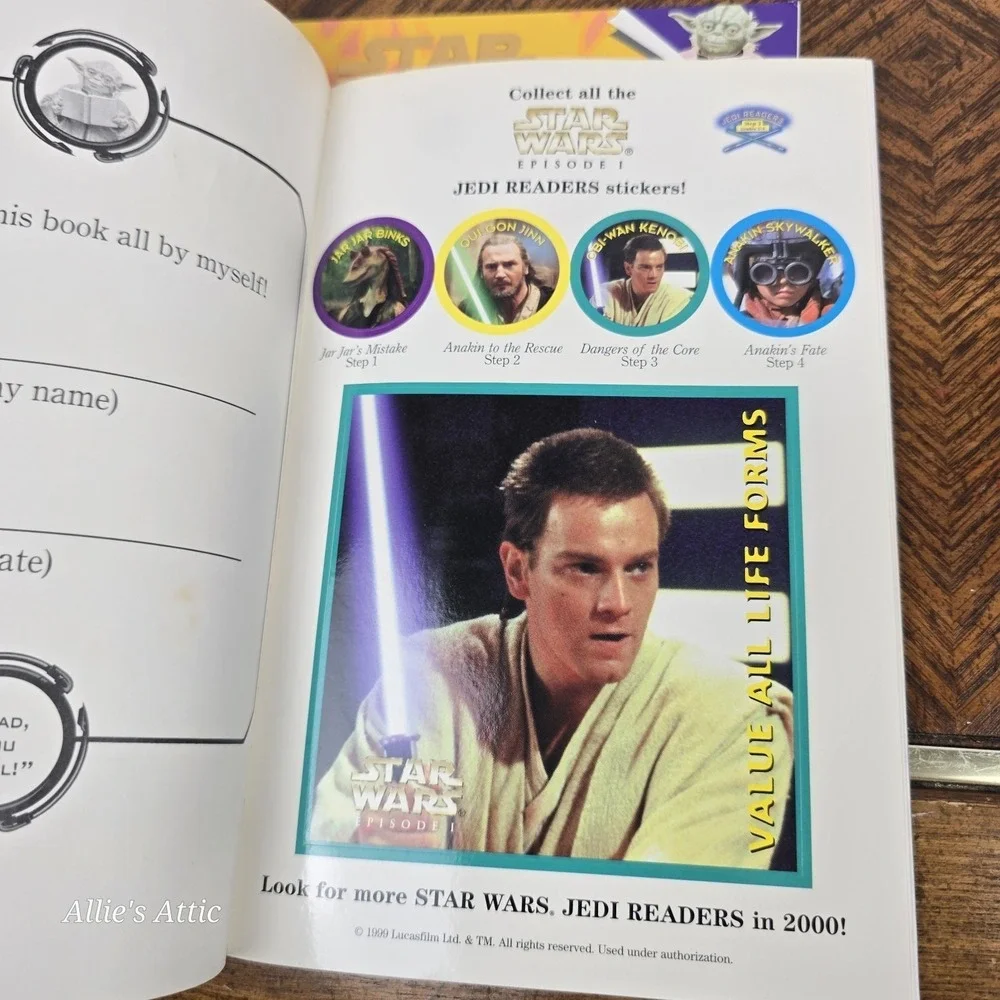 Star Wars Episode 1 Set Childrens Kids Books Lot Of 9 Stickers Jarjar Anakin